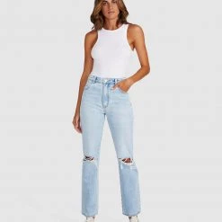 ROLLAS <br> Original Straight Jean - Sunbleach Worn 13 ROLLAS Original Straight Jean - Sunbleach Worn