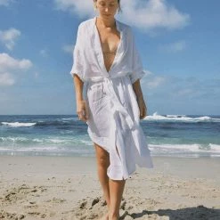 VITAMIN A Playa Linen Coverup Midi Dress BACK IN STOCK