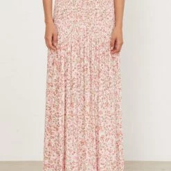 BOTTOMS AILA BLUE Folk Smocked Maxi Skirt