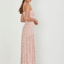 BOTTOMS AILA BLUE Folk Smocked Maxi Skirt