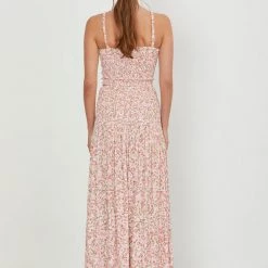 BOTTOMS AILA BLUE Folk Smocked Maxi Skirt