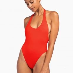 VITAMIN A <br> Alia Halter One Piece <br><small><i> (More Colors Available) </small></i> 17 VITAMIN A Alia Halter One Piece (More Colors Available)