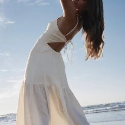 PEONY SWIM PEONY Gardenia Tie-Back Midi Dress