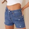 LEVI'S Ribcage Embroidered Denim Short - Shortcut BOTTOMS