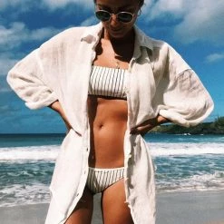 VITAMIN A Playa Oversized Linen Shirt Dress (More Colors Available) BACK IN STOCK