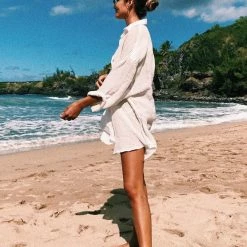 VITAMIN A Playa Oversized Linen Shirt Dress (More Colors Available) BACK IN STOCK