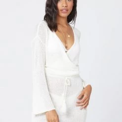 LSPACE *Online Exclusive* L*SPACE Topanga Sweater Knit Cover-Up - Cream L*SPACE POP-UP SHOP