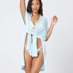 LSPACE *Online Exclusive* L*SPACE Anita Shirt Cover Up - Sky Blue L*SPACE POP-UP SHOP