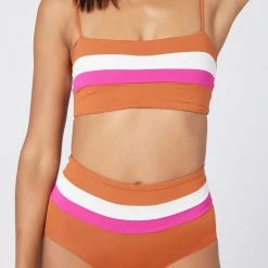 LSPACE *Online Exclusive* L*SPACE Portia Stripe High Waist Bottom - Amber / Bougainvillea / Cream L*SPACE POP-UP SHOP