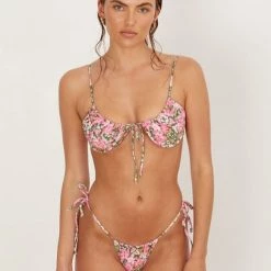 SWIM AILA BLUE Palm Thong Tie-Side Bottom