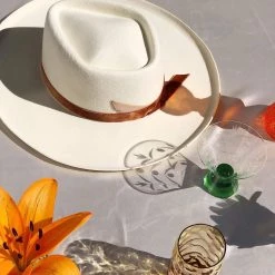 ACCS + LACK OF COLOR Val Flicked-Edge Diamond Fedora - Desert