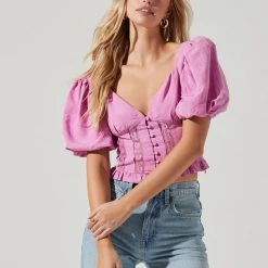 ASTR THE LABEL Forever Yours Puff Sleeve Lace Top TOPS