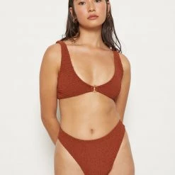 AILA BLUE Vica Smocked High Leg Bottom SWIM