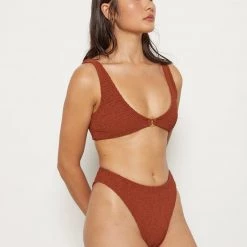 AILA BLUE Vica Smocked High Leg Bottom SWIM