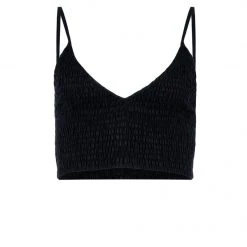 TOPS LUSANA Lila Smocked Linen Bralette Top