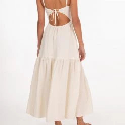 PEONY SWIM PEONY Gardenia Tie-Back Midi Dress