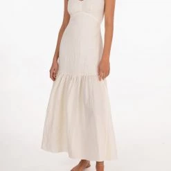 PEONY SWIM PEONY Gardenia Tie-Back Midi Dress