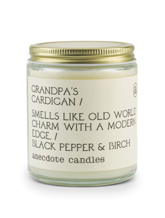 ANECDOTE CANDLES <br> Grandpa's Cardigan Candle Jar SWEATERS + SWEATSHIRTS 3 ANECDOTE CANDLES Grandpa's Cardigan Candle Jar SWEATERS + SWEATSHIRTS