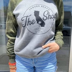 YESTERDAYS THE SHOP CLASSIC Pullover Crew Neck Fleece Sweatshirt - Camo Heather LOVE THE SEA / THE SHOP.