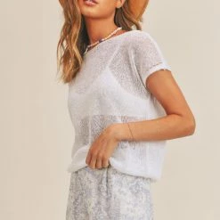 TOPS SAGE THE LABEL Aimee Crochet Knit Top