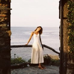 PEONY SWIM PEONY Gardenia Tie-Back Midi Dress