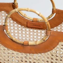 LUSANA Billy Rattan/Leather Basket Bag ACCS +