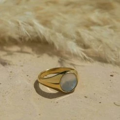 MAY MARTIN Mother Of Pearl Gold Fill Ring