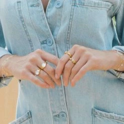 MAY MARTIN Mother Of Pearl Gold Fill Ring