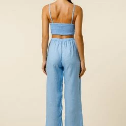 TOPS LUSANA Lila Smocked Linen Bralette Top