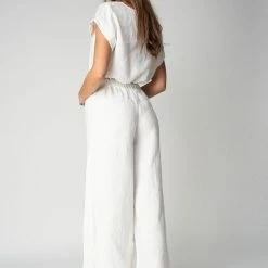 TOPS STILLWATER Pacific Linen Rolled Crop Tee