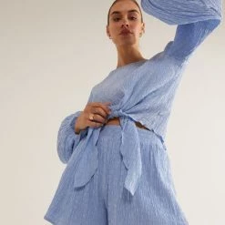 TOPS SOVERE STUDIO <br> Asher Textured Tie Blouse 7 TOPS SOVERE STUDIO Asher Textured Tie Blouse