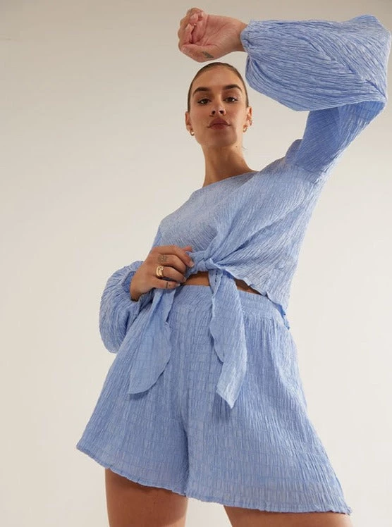 TOPS SOVERE STUDIO <br> Asher Textured Tie Blouse 4 TOPS SOVERE STUDIO Asher Textured Tie Blouse