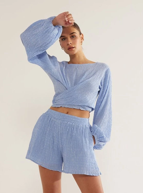 TOPS SOVERE STUDIO <br> Asher Textured Tie Blouse 3 TOPS SOVERE STUDIO Asher Textured Tie Blouse