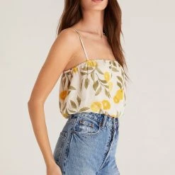 Z SUPPLY Paige Citrus Linen Tank TOPS