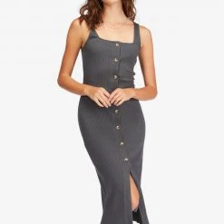 BILLABONG Nissi Henley Buttoned Midi Dress DRESSES