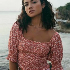 BILLABONG Coastal Sands Smocked Knit Top TOPS