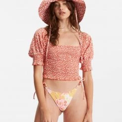 BILLABONG Coastal Sands Smocked Knit Top TOPS