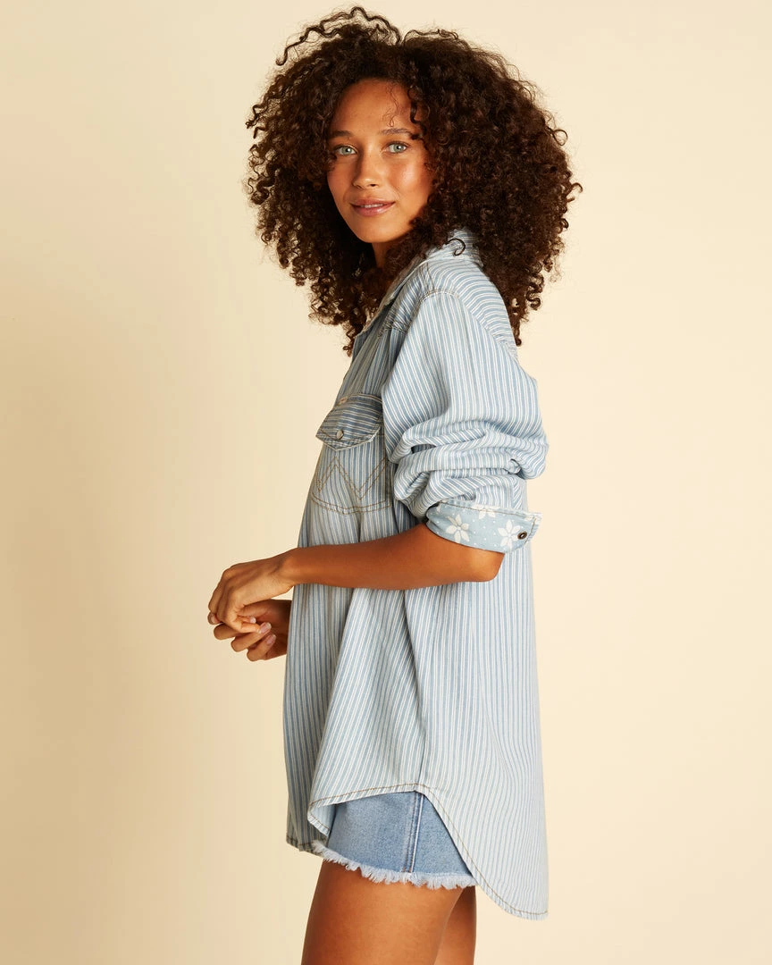 BILLABONG X WRANGLER <br> Headed West 2 Long Sleeve Denim Shirt 6 BILLABONG X WRANGLER Headed West 2 Long Sleeve Denim Shirt