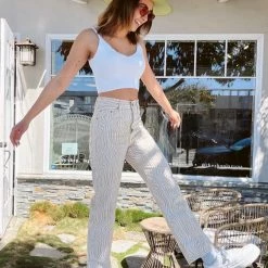 LEVI'S Ribcage Straight Printed Denim Pant - Wavy Lines BOTTOMS