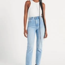 ROLLAS Dusters High Rise Denim Pant - Old Stone