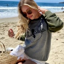 YESTERDAYS THE SHOP CLASSIC Pullover Crew Neck Fleece Sweatshirt - Camo Heather LOVE THE SEA / THE SHOP.