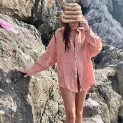 VITAMIN A Playa Oversized Linen Shirt Dress (More Colors Available) BACK IN STOCK