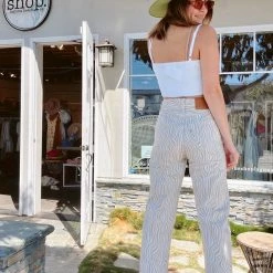 LEVI'S Ribcage Straight Printed Denim Pant - Wavy Lines BOTTOMS