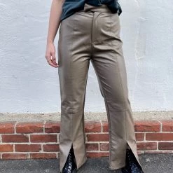 KEEN THE LABEL <br> Ivy Leather Slit Pants <br><small><i> (More Colors Available) </small></i> 7 KEEN THE LABEL Ivy Leather Slit Pants (More Colors Available)