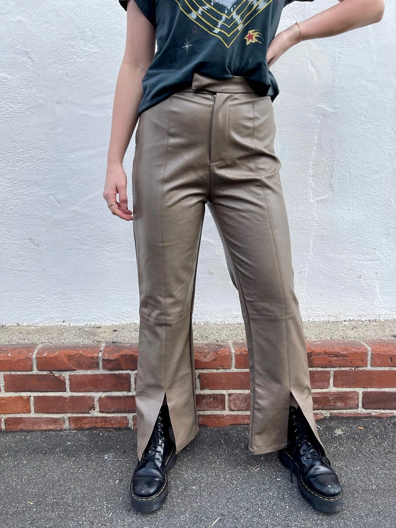 KEEN THE LABEL <br> Ivy Leather Slit Pants <br><small><i> (More Colors Available) </small></i> 5 KEEN THE LABEL Ivy Leather Slit Pants (More Colors Available)
