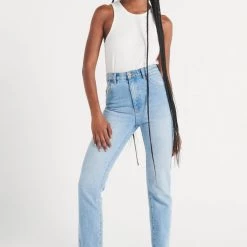 ROLLAS Dusters High Rise Denim Pant - Old Stone