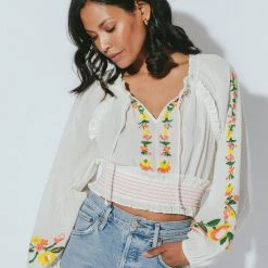 TOPS CLEOBELLA Nyla Embroidered Crop Blouse