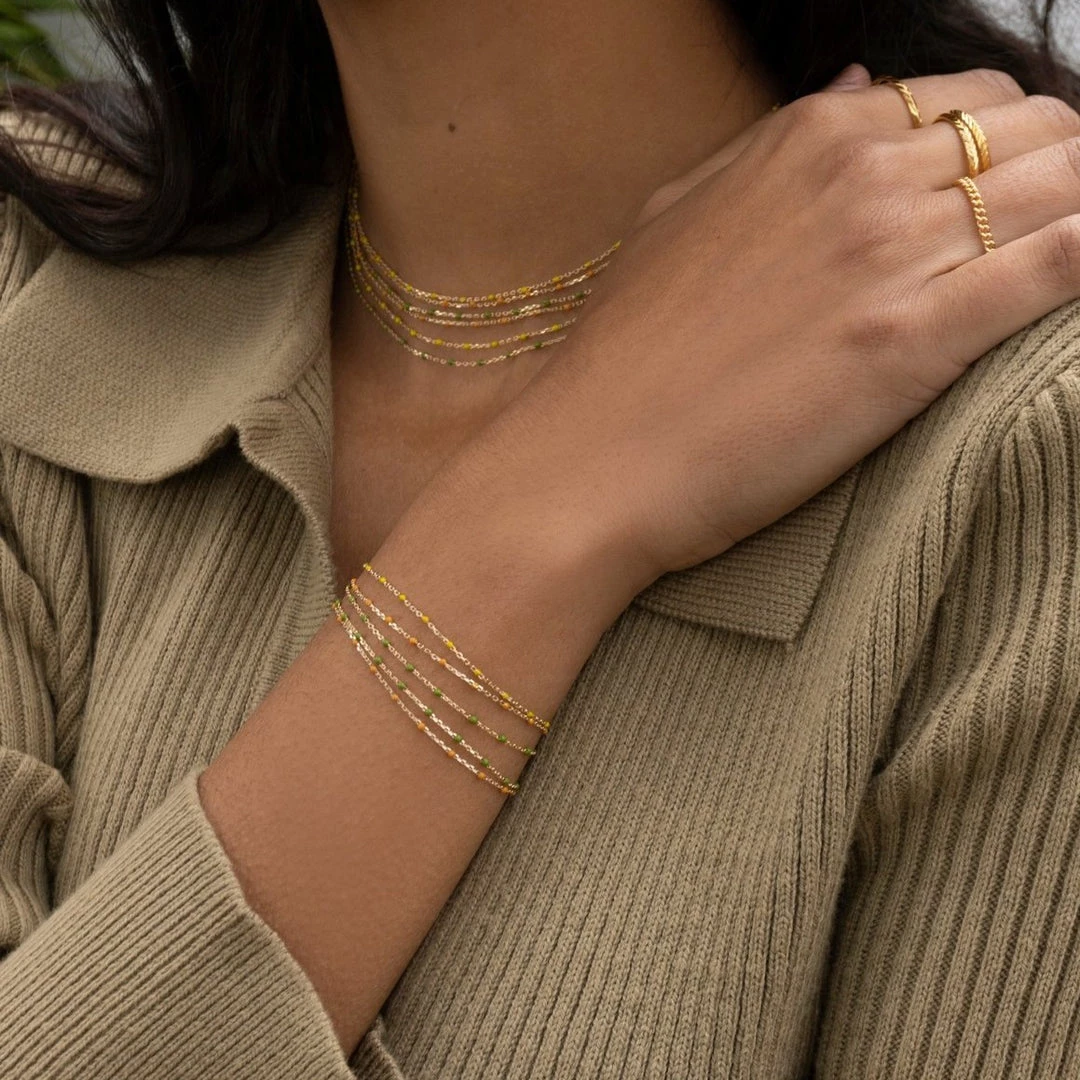 MAY MARTIN <br> Colored Enamel & Gold Bracelet <br><small><i> (More Colors Available) </small></i> 9 MAY MARTIN Colored Enamel & Gold Bracelet (More Colors Available)