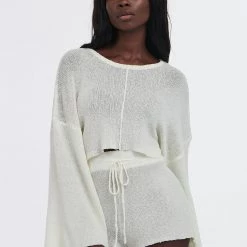 CHARLIE HOLIDAY Clover Long Sleeve Knit Crop Top