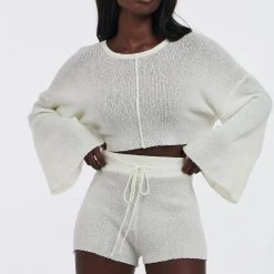 CHARLIE HOLIDAY Clover Knit Drawstring Short